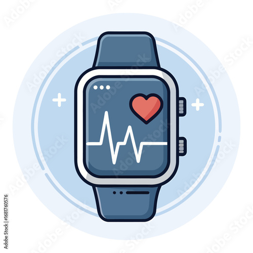 Smartwatch displays heart rate and ekg monitoring for health tracking