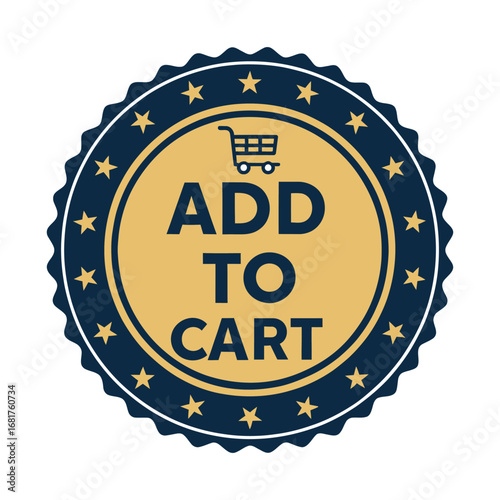 Premium add to cart badge for e-commerce websites and online stores promoting purchases