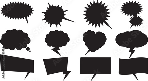 Speech Bubble collection group. dialog Talk bubbles, Cloud speech bubbles set, resembling also ideas, thoughts, doodle, conversation, chat

