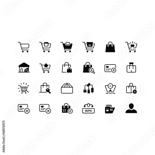 Collection of shopping and e commerce icons for online retail and business