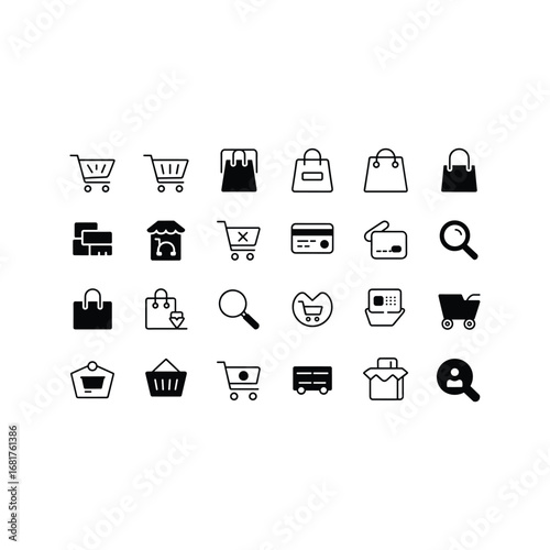 Collection of hand drawn shopping and e commerce icons