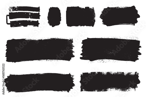 Black Paint Stroke and Roller Assortment