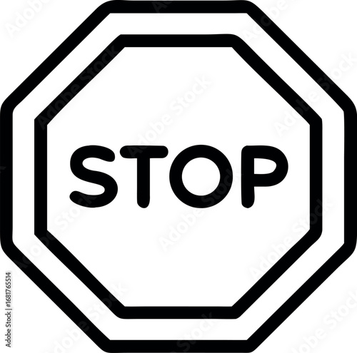 stop sign line art icon vector illustration