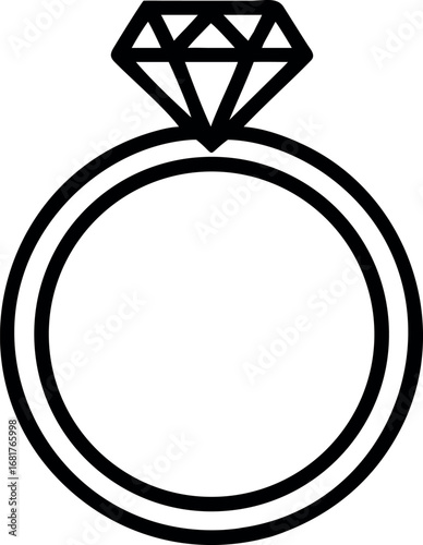 Diamond ring, jeweler vector icon