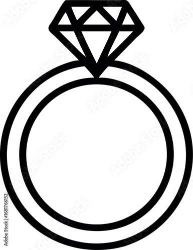 Diamond ring, jeweler vector icon