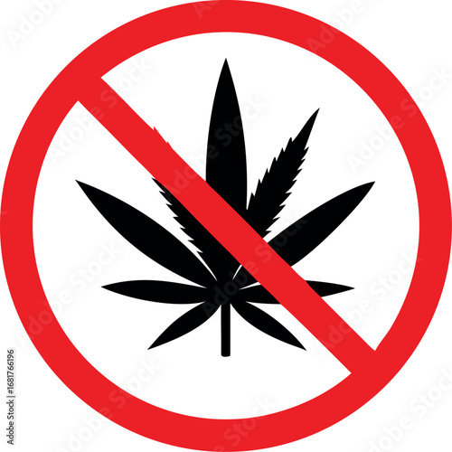 No cannabis sign vector, Drug prohibition sign. Vector illustration.