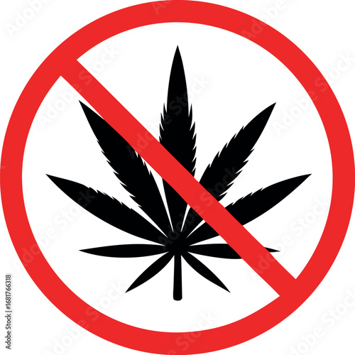 No cannabis sign vector, Drug prohibition sign. Vector illustration.