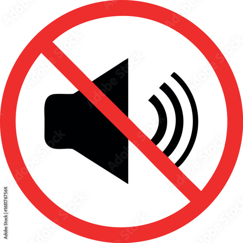 No sound, no noise, prohibition sign vector illustration.