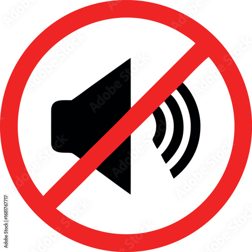 No sound, no noise, prohibition sign vector illustration.