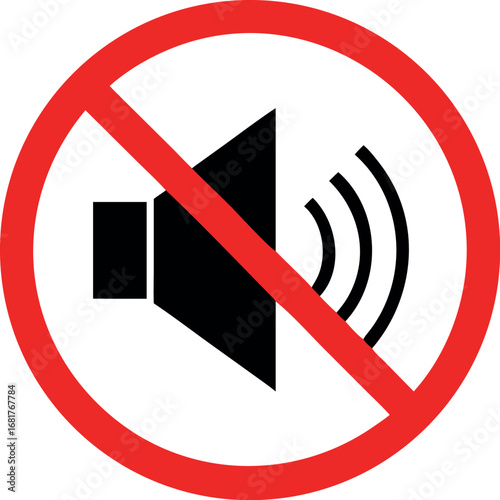 No sound, no noise, prohibition sign vector illustration.