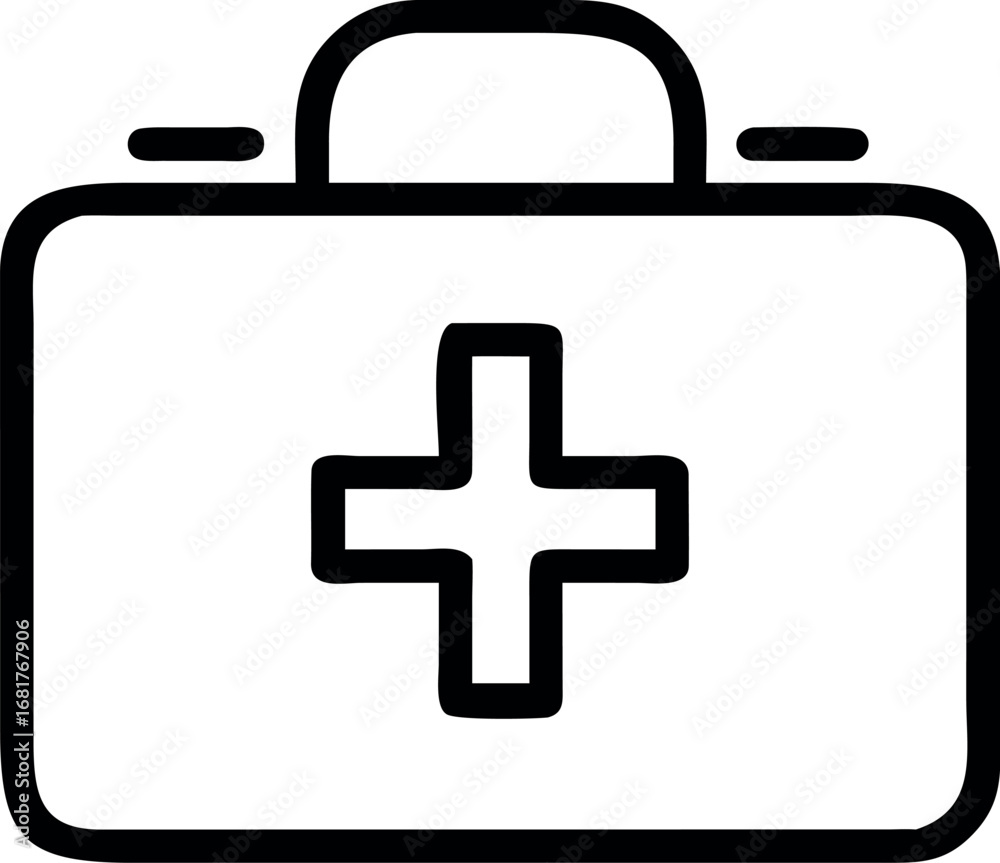 Obraz premium First aid kit line art vector illustration