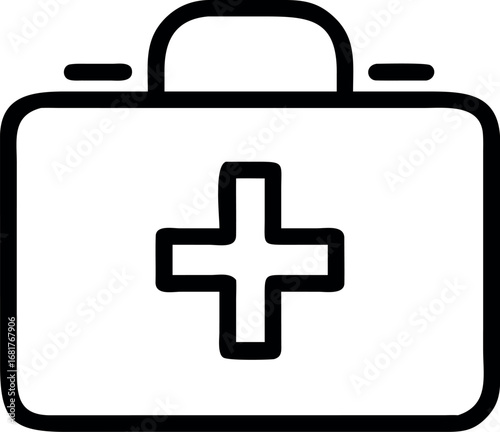 First aid kit  line art vector illustration