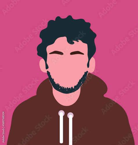 Abstract man, head portrait with a beard. Faceless male character, poster, user profile in modern style. Hand drawn vector illustration