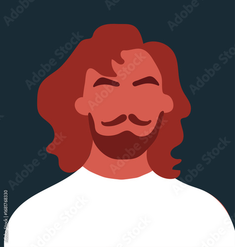 Abstract man, head portrait with a beard and moustache. Faceless male character, poster, user profile in modern style. Hand drawn vector illustration