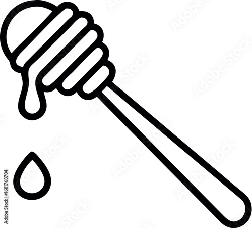 honey- dipper with honey drops vector art