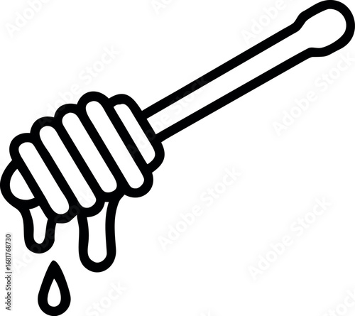 honey- dipper with honey drops vector art