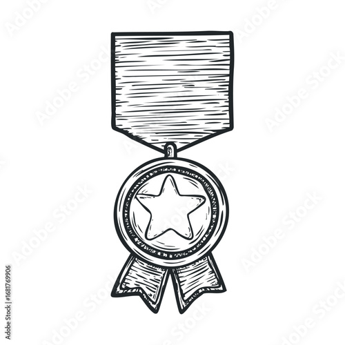 Recognition award with star medal design for achievements and honors. Vector illustration