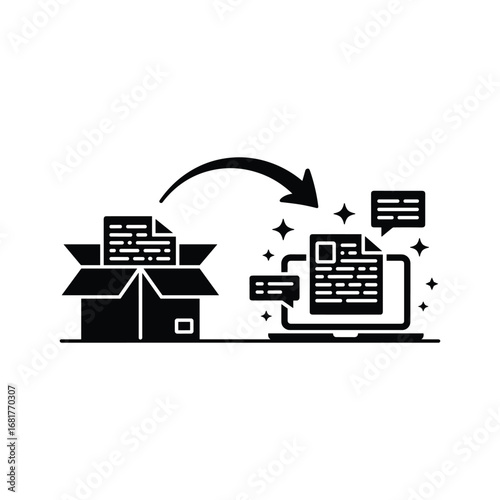 Digital transformation process unboxing data into online information system for business growth