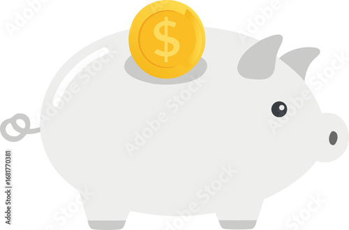 Classic White Ceramic Piggy Bank Illustration A Symbol of Savings and Financial Security Perfect for Educational and Financial Literacy Concepts