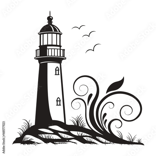 lighthouse on a white background