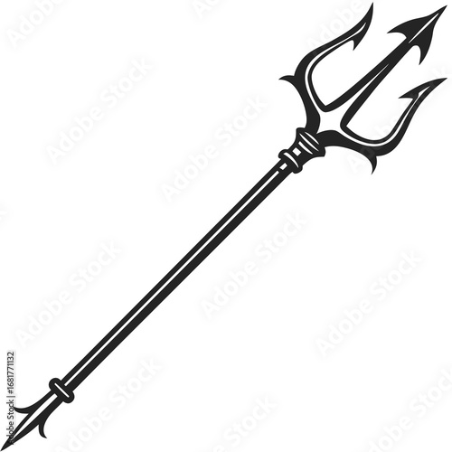 Realistic trident poseidon silhouette