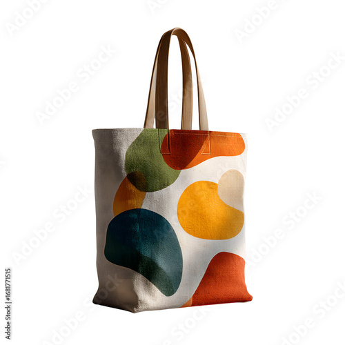 Abstract tote bag mockup isolated on transparent background