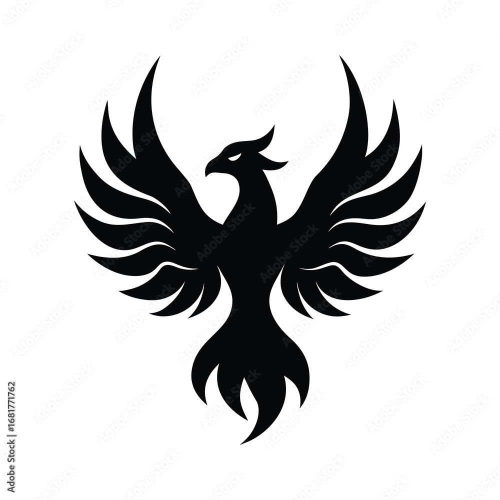 Naklejka premium silhouette of a phoenix fire bird icon