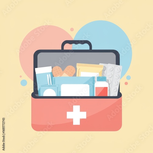 First aid kit supplies illustration