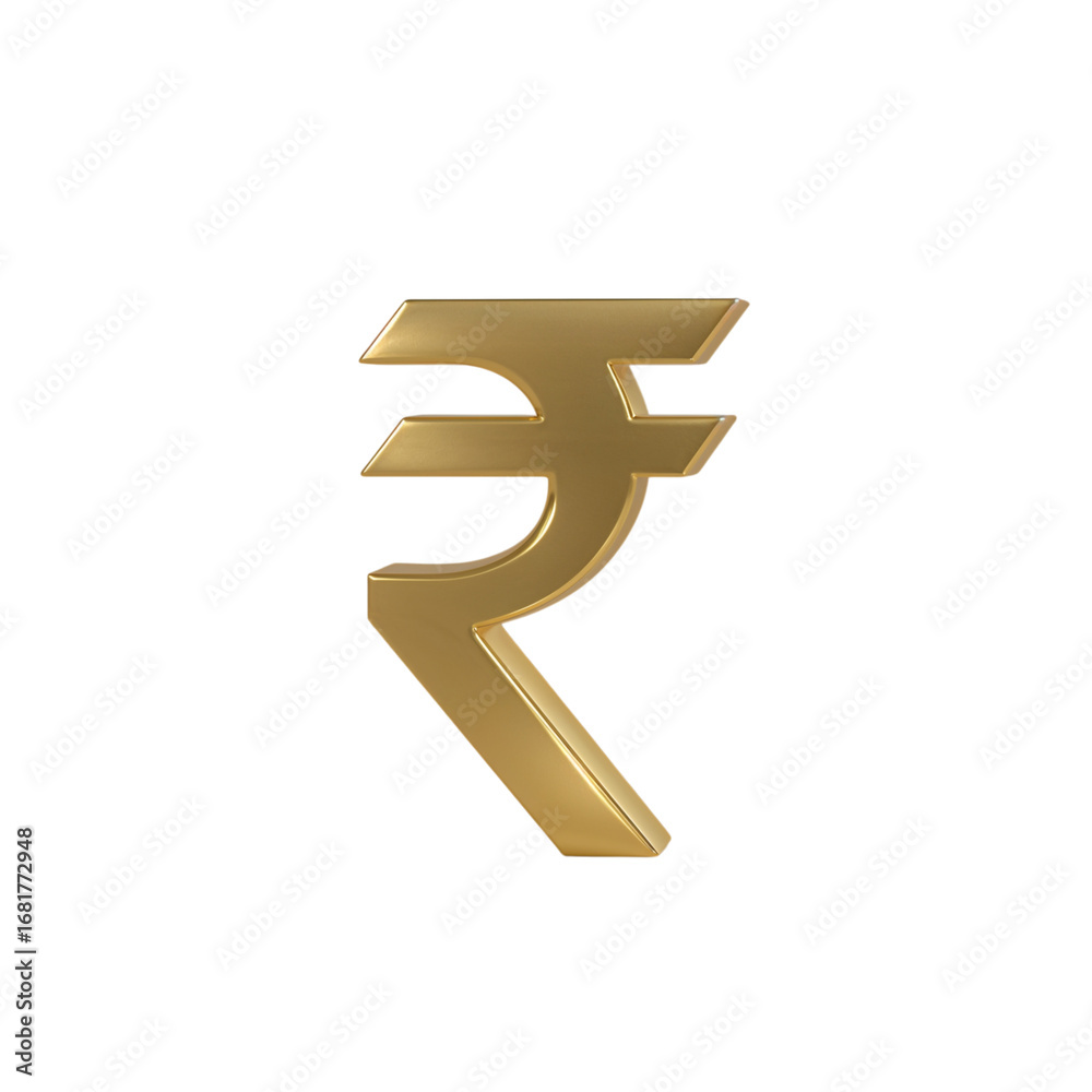 Obraz premium Golden indian rupee symbol 3d render financial currency symbol concept design