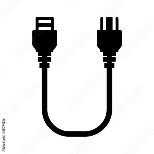 Usb cable connector types a and b illustration for data transfer and power supply connection cable