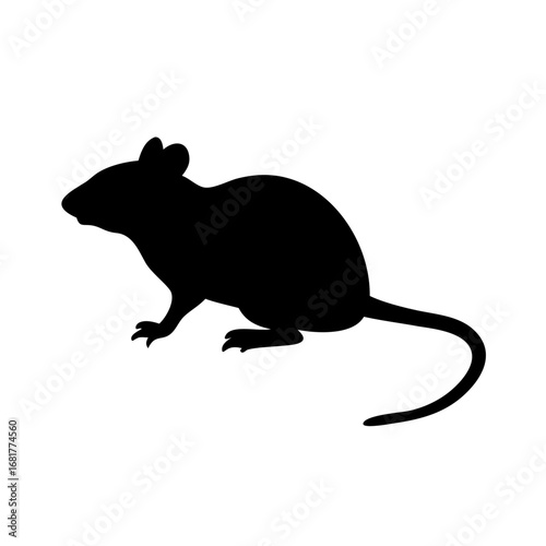Black rat silhouette vector illustration rodent pest control clip art graphic design element