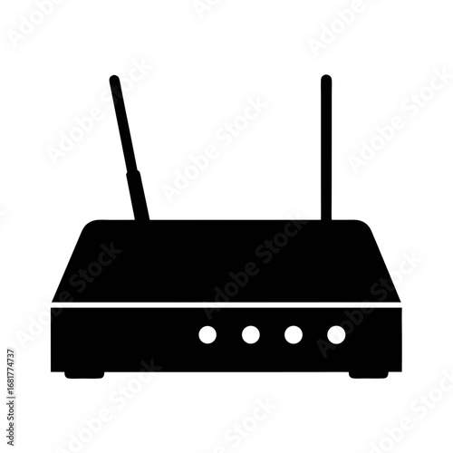 Illustration of a wireless router device for internet connection and network access point use