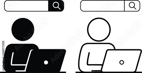 
Two People Working on Laptops Icon