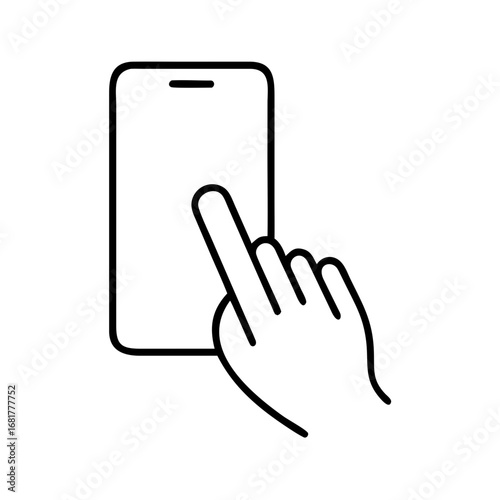 Hands holding Smartphone icon. containing Finger touching Smartphone, a hand operating a smartphone, vector illustration