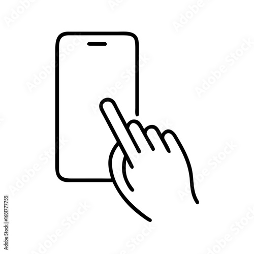 Hands holding Smartphone icon. containing Finger touching Smartphone, a hand operating a smartphone, vector illustration
