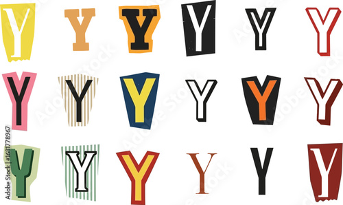 Collection of letter y cutouts in various colors and styles design