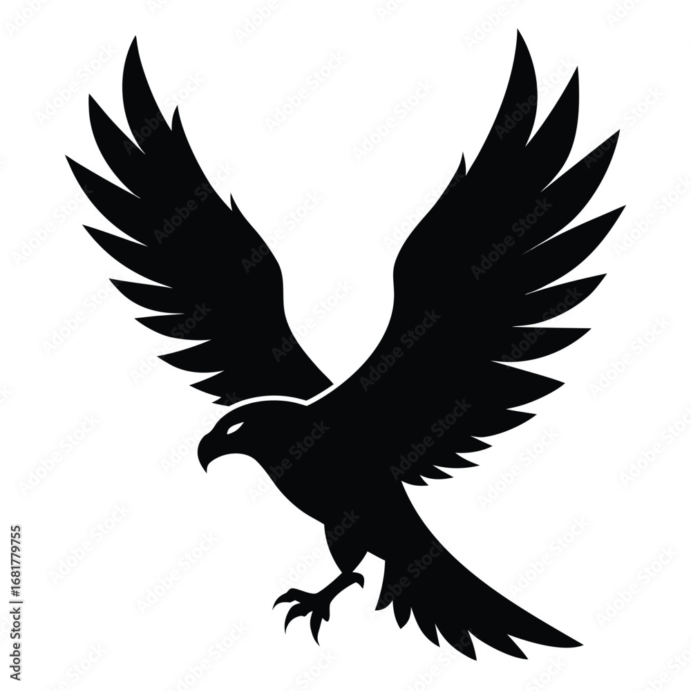 Obraz premium Majestic Silhouette of a Soaring Bird of Prey with outstretched wings, capturing its power and freedom in a simple yet striking design that embodies grace and strength