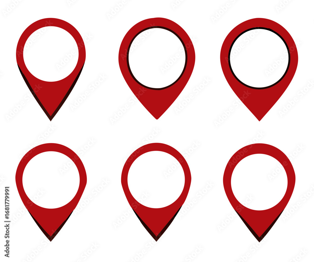 Fototapeta premium Location map pin icon set, Map pin markers, Location icon symbol, Global Positioning system sign, vector illustration