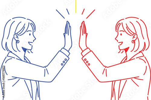 Business people high five illustration teamwork and collaboration