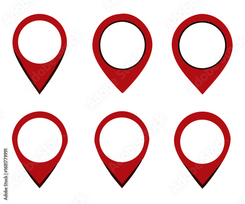Location map pin icon set, Map pin markers, Location icon symbol, Global Positioning system sign, vector illustration