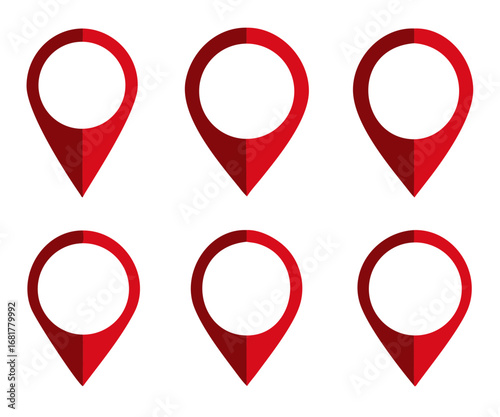 Location map pin icon set, Map pin markers, Location icon symbol, Global Positioning system sign, vector illustration