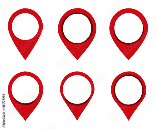 Location map pin icon set, Map pin markers, Location icon symbol, Global Positioning system sign, vector illustration
