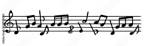 Music notes background, decorative musical notes on white background, Music notes decorative background, vector illustration