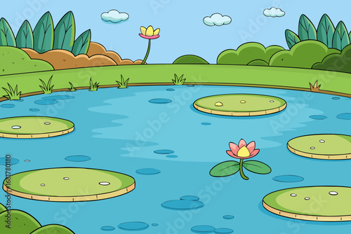 pond with flowers