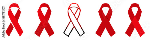 AIDS awareness ribbon set, Stop AIDS red ribbon icon set, Vector illustration
