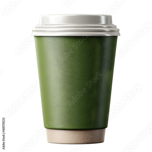 Olive Green Coffee Cup isolated on transparent background