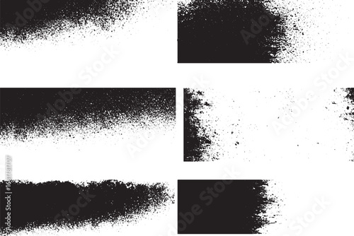Set of Black Grunge Border Textures


