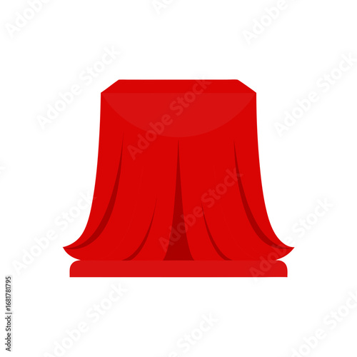 a rectangular pedestal is draped with a luxurious 
