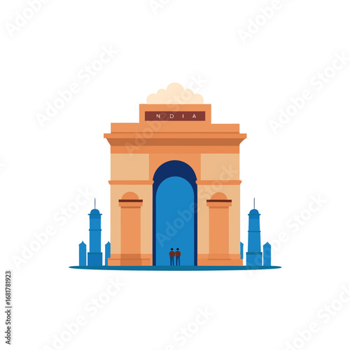 the india gate stands tall and imposing under a cl