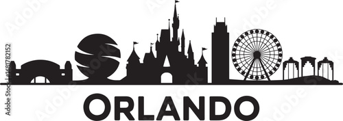 Orlando Skyline Silhouette Vector Illustration with Cityscape and Landmarks Design